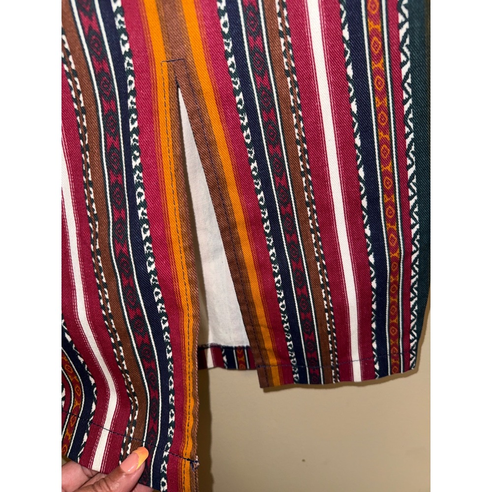 Vintage South western wrap stripe Maxi Skirt Fringe back Slit sz3 Boho  Cowgirl - Picture 8 of 11